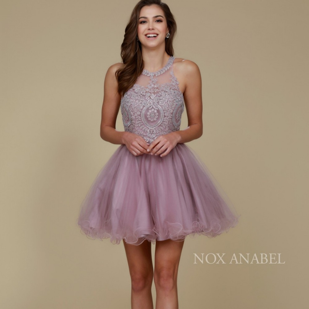 Jeweled Short Homecoming Dress B652